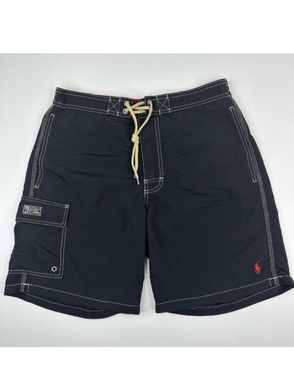 Polo‎ Ralph Lauren Mens Black Nylon Cargo Swim Trunks Board Shorts Size M